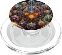Kundalini Energy con la geometria sacra della Terra del cubo di Metatron PopSockets PopGrip per MagSafe