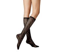 KUNERT Calze al ginocchio da donna Diagonal Crochet Fashion, Ebano 1541, 39-42