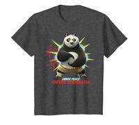 Kung Fu Panda Po Inner Peace out Strength Portrait Maglietta, Bambini, Grigio Scuro, 4 Anni