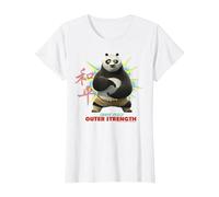Kung Fu Panda Po Inner Peace out Strength Portrait Maglietta, Donna, Bianco, 3XL