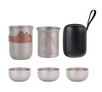 Kung Fu - Set da tè in titanio resistente e leggero, design elegante da cerimonia, tazze a doppio strato anti-scheggiature, durevole, facile da usare, set da tè per gli amanti, tradizionale asiatico