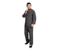 Kung Fu Suit Set Giacca Pantaloni Cinesi Solido Kung Fu Suit Cotone Allentato Wu Shu Tai Chi Set, Colore unico, Biue_XXL