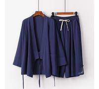 Kung Fu Suit Set Uomo Cinese Tradizionale Lino Hanfu Kimono E Corto