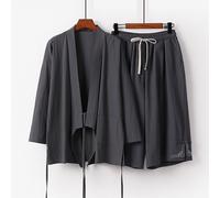 Kung Fu Suit Set Uomo Cinese Tradizionale Lino Hanfu Kimono E Corto