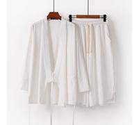 Kung Fu Suit Set Uomo Cinese Tradizionale Lino Hanfu Kimono E Pantaloncini Corti