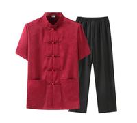 Kung Fu Uniforme Manica Corta Set Cinese Tradizionale Qi Gong Arti Marziali Wing Chun Shaolin Panni Abbigliamento rosso-L