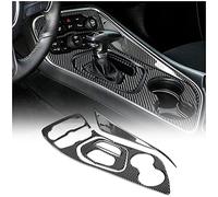 KUNGKIC 4 pezzi auto centro console cambio pannello trasmissione telaio adesivo in fibra di carbonio accessori leva del cambio interno Compatible with Dodge Challenger 2015-2020 accessori
