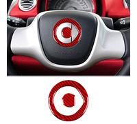 KUNGKIC Coprivolante auto in fibra di carbonio adesivo centralino decorativo interno compatibile con Mercedes Benz Smart 451 Fortwo 2008-2015 accessori (rosso)