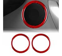 KUNGKIC Fibra di carbonio per auto, lato porta, altoparlante, cerchi, rivestimento adesivo, tromba, anello interno decorativo, compatibile con BMW E85 E86 Z4 2003-2008 accessori (rosso)