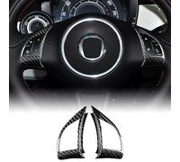KUNGKIC In fibra di carbonio duro per auto, telaio dei tasti del volante, adesivo decorativo per interni, compatibile con Fiat 500 Abarth 595 2010 2011 2012 2013 2014 2015, colore: nero