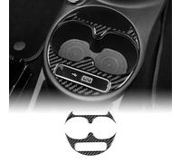 KUNGKIC Per Abarth 595 695 Fiat 500 2016-2024 Auto Centrale Comando Cambio Console Portabicchieri Becherhalter Pannello Adesivi Decorativi in Fibra di Carbonio per Interno Accessori Regalo (Nero)