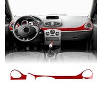 KUNGKIC Per Renault Clio 3 2006-2012 Console Centrale Auto in Fibra di Carbonio Bocchette di Ventilazione Laterali Co-Pilota Strisce Decorative Trim Adesivi Accessori Interni, Regalo (Rosso)