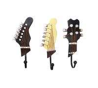 KUNGYO Ganci decorativi vintage a forma di chitarra, per appendere vestiti, cappotti, asciugamani, chiavi, cappelli, ganci in resina metallica resistente (confezione da 3)