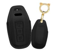 KUNIO Custodia per chiave adatta per Audi 2025 A5 A6 S5 Q5 Q6 SQ5 berlina Avant E-Hybrid Sportback SUV e-tron in pelle portachiavi protezione chiave auto accessori nero
