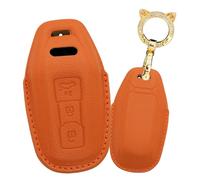 KUNIO Custodia per chiave adatta per Audi 2025 A5 A6 S5 Q5 Q6 SQ5 berlina Avant E-Hybrid Sportback SUV e-tron in pelle portachiavi protezione chiave auto accessori arancione