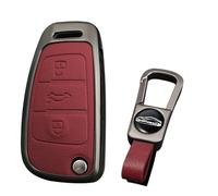 KUNIO Custodia per chiave adatta per Audi A1 A3 8V A4 A6 Q2 Q3 TT TTS RS RS3 S3 Sline pieghevole protezione chiave in lega di zinco portachiavi a 3 tasti, B rosso., 3 Tasten