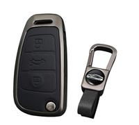 KUNIO Custodia per chiave adatta per Audi A1 A3 8V A4 A6 Q2 Q3 TT TTS RS RS3 S3 Sline pieghevole protezione chiave in lega di zinco portachiavi a 3 tasti, B nero, 3 Tasten