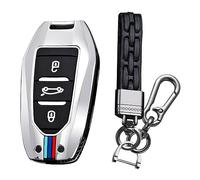KUNIO Custodia per chiave adatta per Peugeot 3008 5008 2008 308 508 208 Adatto per Opel Grandland X Astra L Adatto per Citroen C3 C4 DS5 DS7 Protezione Cassa in metallo Portachiavi A Argento