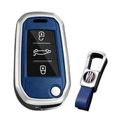 KUNIO Custodia per chiave adatta per Peugeot 5008 208 308 Adatto per Citroen C3 C4 Cactu Adatto per Opel Crossland X Zafira Corsa F Custodia in metallo Portachiavi B Argento Blu