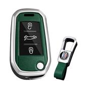 KUNIO Custodia per chiave adatta per Peugeot 5008 208 308 Adatto per Citroen C3 C4 Cactu Adatto per Opel Crossland X Zafira Corsa F Custodia in metallo Portachiavi B Argento Verde