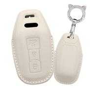 KUNIO Custodia per chiave auto, adatta per Audi 2025 A5 A6 S5 Q5 Q6 SQ5 berlina Avant E-Hybrid Sportback SUV e-tron, portachiavi in pelle, accessorio bianco