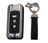 KUNIO Custodia per chiave auto, adatta per Mitsubishi Outlander PHEV Eclipse Cross ASX Pajero Sport Custodia protettiva in metallo Custodia portachiavi 3 tasti B nero