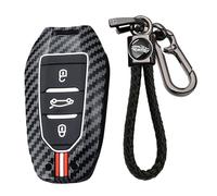 KUNIO Custodia per chiave auto, adatta per Peugeot 3008 5008 208 3008 adatta per Citroen c4 2024 2025 portachiavi in fibra di carbonio 3 tasti custodia portachiavi rosso