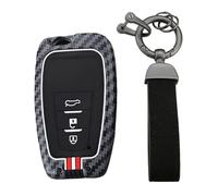 KUNIO Custodia per chiave auto, adatta per Toyota Camry C-HR Corolla 2022 Prius Prime Avalon Hybrid 2019, cover portachiavi in metallo a 3 tasti, rosso