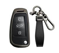KUNIO Custodia per chiavi auto adatta per Audi A1 A3 8V A4 A6 Q2 Q3 TT TTS RS RS3 S3 Sline Custodia in metallo Portachiavi Portachiavi A Nero