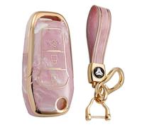 KUNIO Custodia pieghevole per chiave adatta per Ford Fiesta Focus Galaxy Fusion Mondeo C-Max B-Max S-Max Kuga Ecosport TPU custodia portachiavi 3 tasti A rosa