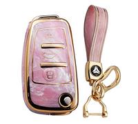 KUNIO Custodia pieghevole per chiavi adatta per Audi C5 C6 R8 A1 A3 A4 A5 A6 A7 Q3 Q5 Q7 R8 RS RS3 S3 Sline TPU custodia portachiavi 3 tasti rosa