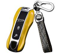 KUNIO Custodia portachiavi adatta per Porsche Cayenne Panamera Macan 911 Carrera Taycan custodia ABS portachiavi chiave auto custodia 3 tasti giallo
