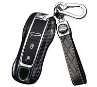 KUNIO Custodia portachiavi adatta per Porsche Cayenne Panamera Macan 911 Carrera Taycan custodia ABS portachiavi chiave auto custodia custodia 3 pulsanti fibra di carbonio nero