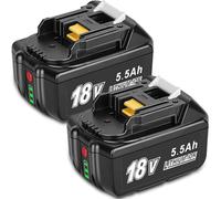 KUNLUN 2 Pezzi 5.5Ah Batteria di Ricambio per Makita 18V BL1850B