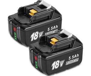 KUNLUN 2 Pezzi 5.5Ah Batteria di Ricambio per Makita, Batterie per Makita 18v BL1850B BL1860 BL1830 BL1860B BL1830B BL1840B BL1840 BL1835 BL1845 LXT-400 194204-5 194205-3, con Indicatore LED