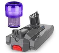 KUNLUN Batteria di Ricambio per Dyson V11 25,2V Batteria Agli Ioni di Litio Click-in per Dyson V11 SV15 Absolute Total Clean Absolute Extra Animal Torque Drive, Con Elemento Filtrante