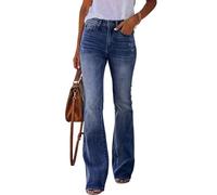 KUNMI Jeans da Donna Svasati con Fondo a Campana a Vita Alta Gamba Larga Bootcut Jeans Elasticizzati Pantaloni in Denim, Ff007-blu Scuro, 44