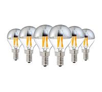 KUNOQXHA 4W G45 Edison Lampadina LED 40W Equivalente Mezzo Cromo Punta Argento Dimmerabile Vintage Lampadine Filamento LED E14 Base Bianco Caldo 2700K Lampadina LED Decorativa Globo Confezione da 6