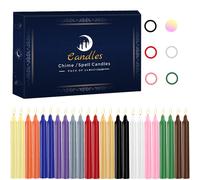 Kunrsug Confezione da 24 Candele a forma di campanello con colori assortiti - Mini candele coniche premium senza profumo per rituali, preghiere,