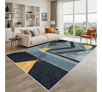 Kunsen Elegante Tappeto Da Soggiorno Blu, Giallo 70X140Cm Pelo Corto Geometrie Moderne Per Corridoi E Uffici