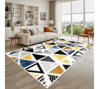 Kunsen Facile Da Riporre Tappeto Per Soggiorno Giallo, Grigio, Blu 60X120Cm Pelo Corto Geometrie Moderne Per Corridoi E Uffici