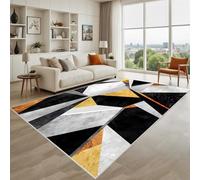 Kunsen Facile Manutenzione Tapeti Da Salotto Giallo, Grigio, Nero 60X120Cm Pelo Corto Geometrie Moderne Per Corridoi E Uffici