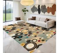 Kunsen Tappeti Da Camera Lavabile 120x170cm, marrone Modello circolare moderno blu per il soggiorno camera da letto adolescente