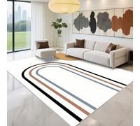 Kunsen Tappeti Per Cucina Facile Da Pulire 130x200cm, beige Modello a righe moderno minimalista per il letto in camera da letto