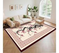 Kunsen Tappeti Salotto Facile Da Curare 120x170cm, Rosso Motivi di fiori orientali per il letto in camera