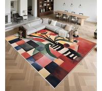 Kunsen Tappeti Soggiorno Lavabile 100x160cm,Disegni Di Fiori,Pelo Corto,Morbido per Camera Da Letto,Studio,Sotto Sedia Ufficio Rosso