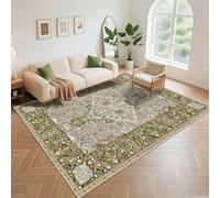 Kunsen Tappeto Assorbente Lavabile 80x120cm, Grigio Verde Retro disegno di fiori per il corridoio del soggiorno