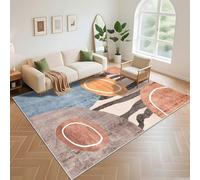 Kunsen Tappeto Bimbo Cameretta Absorbent 60x120cm, Blu Arancione Motivi geometrici astratti per il soggiorno camera da letto adolescenti