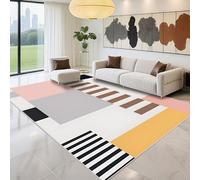 Kunsen Tappeto Camera Ragazza Fade Resistant 130x200cm, grigio Moderno design minimalista rosa per il letto in camera da letto