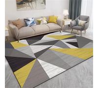 Kunsen Tappeto Cameretta Bambina scendiletto Grigio giallo I moderni motivi geometrici che non sbiadis**** sono utilizzati nel soggiorno e corridoio 110x240CM